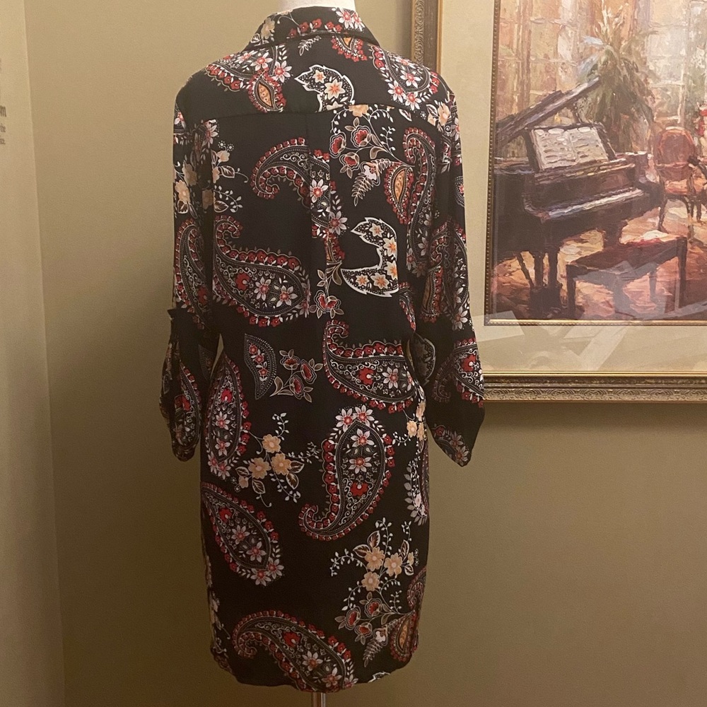 New Directions Black Floral Tunic Top Size M - Picture 5 of 16